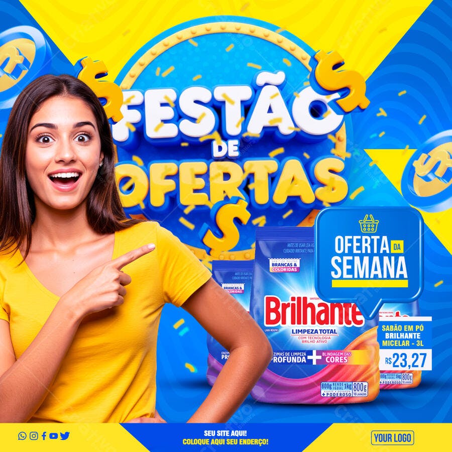Post Festão de Ofertas Supermercado PSD Editável