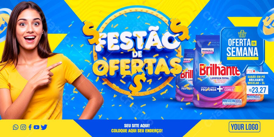 Banner Festão de Ofertas Supermercado PSD Editável