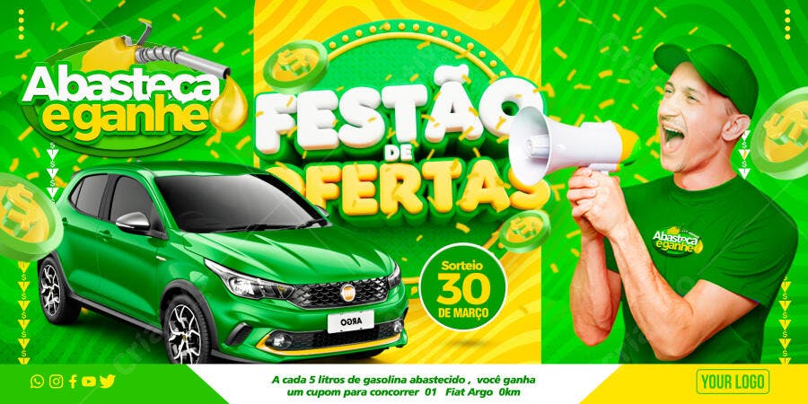 Banner Post Redes Sociais Posto Gasolina PSD Editável