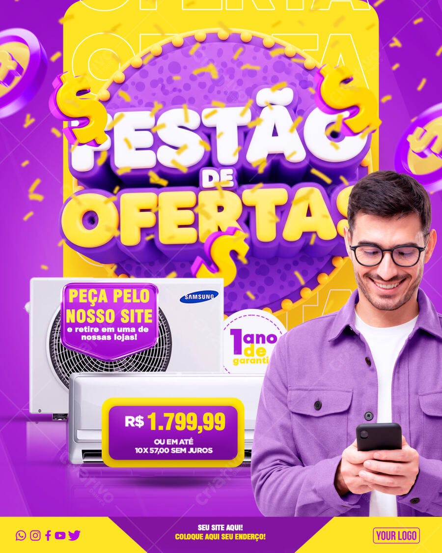 Flyer Festão de Ofertas Loja Eletro PSD Editável