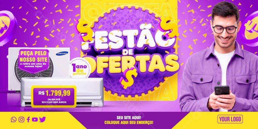Banner Festão de Ofertas Loja Eletrodomésticos PSD Editável