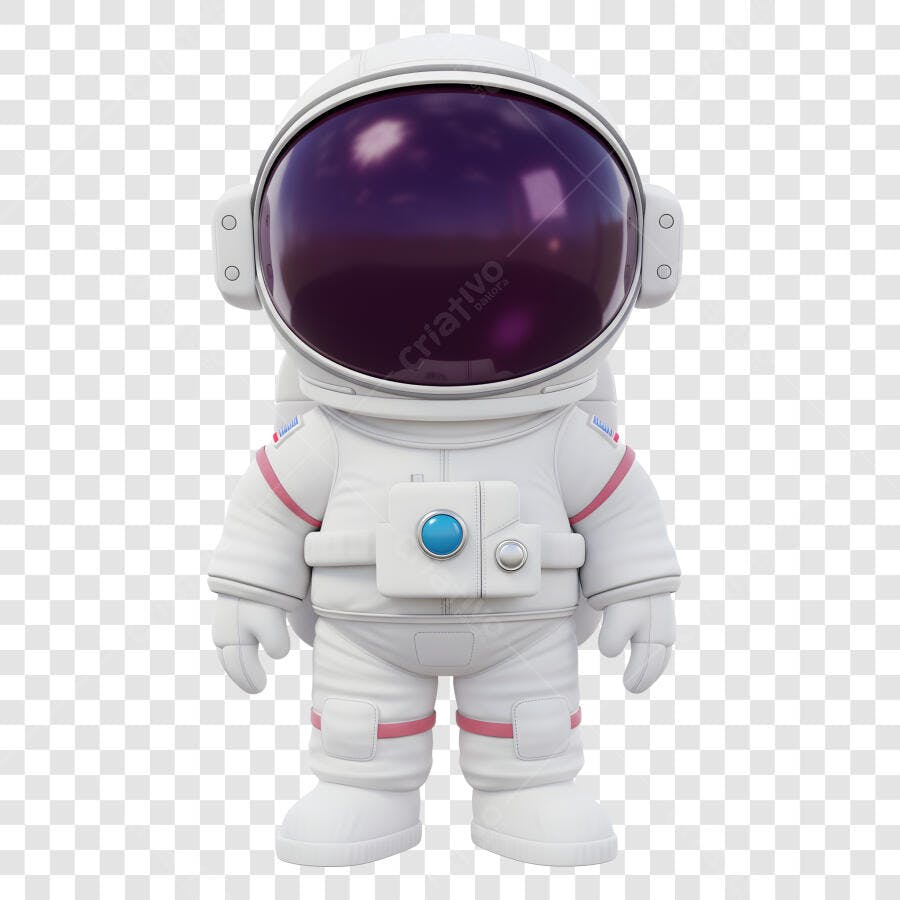 Astronauta 3D Fofo Branco Rosa Roxo para Marketing Digital PNG com fundo transparente