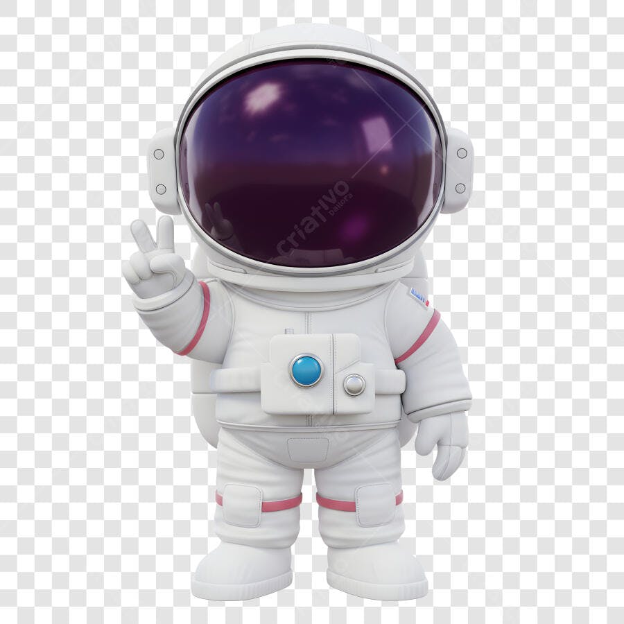 Astronauta 3D com V de Vitória PNG com fundo transparente