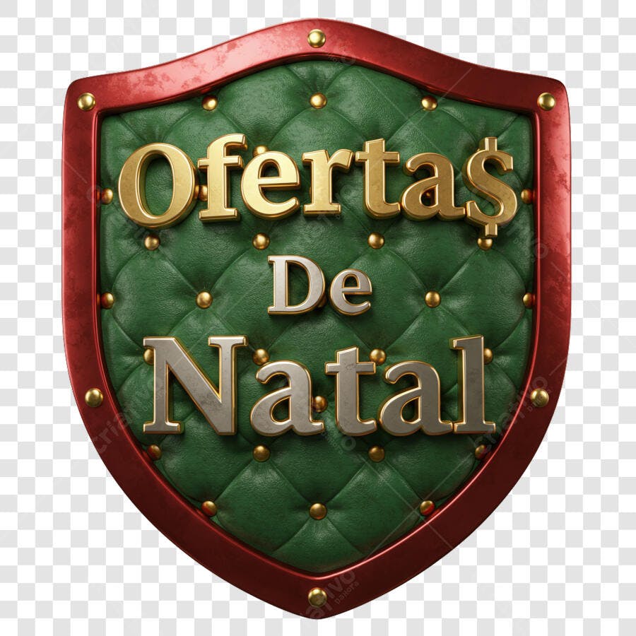 Selo 3D de Ofertas de Natal Dourado e Verde PNG com fundo transparente