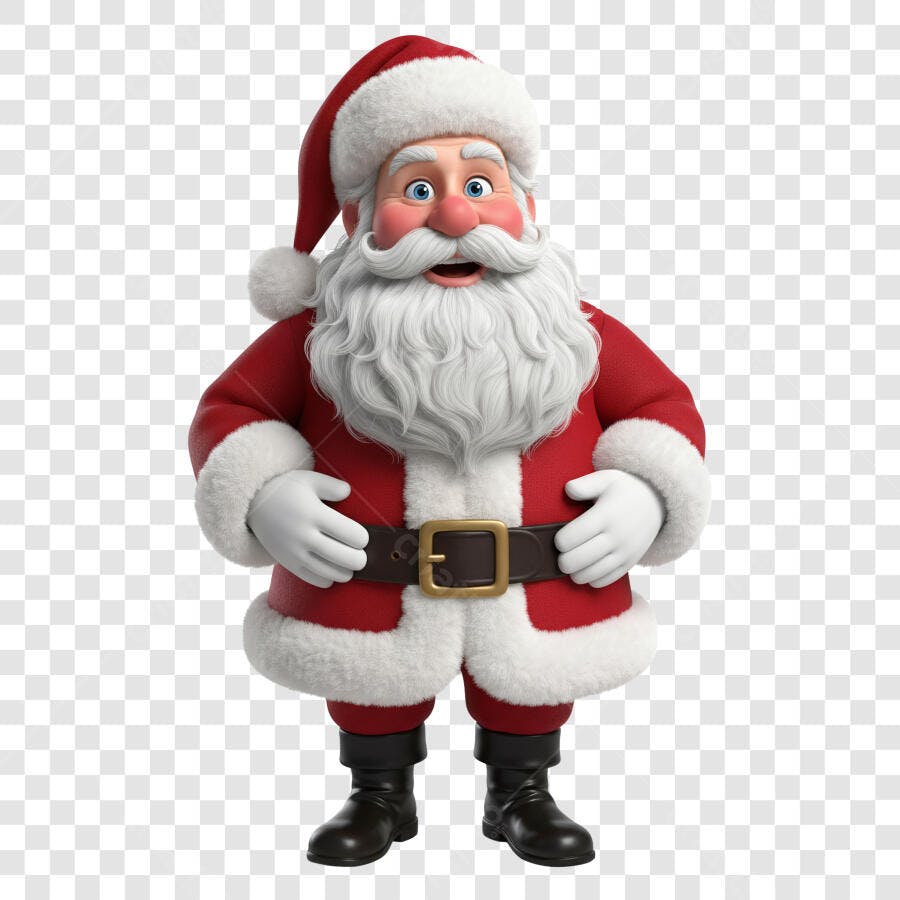 Papai Noel Personagem 3D Alegre para Natal PNG com fundo transparente