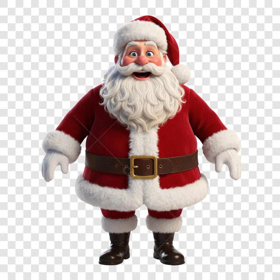Papai Noel Personagem 3D Natalino Alegre com Fundo Transparente PNG