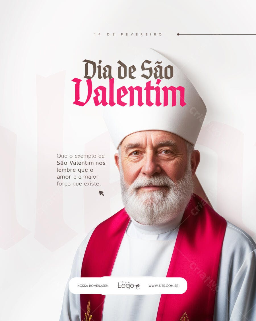 Post Dia de São Valentim Fevereiro PSD Editável