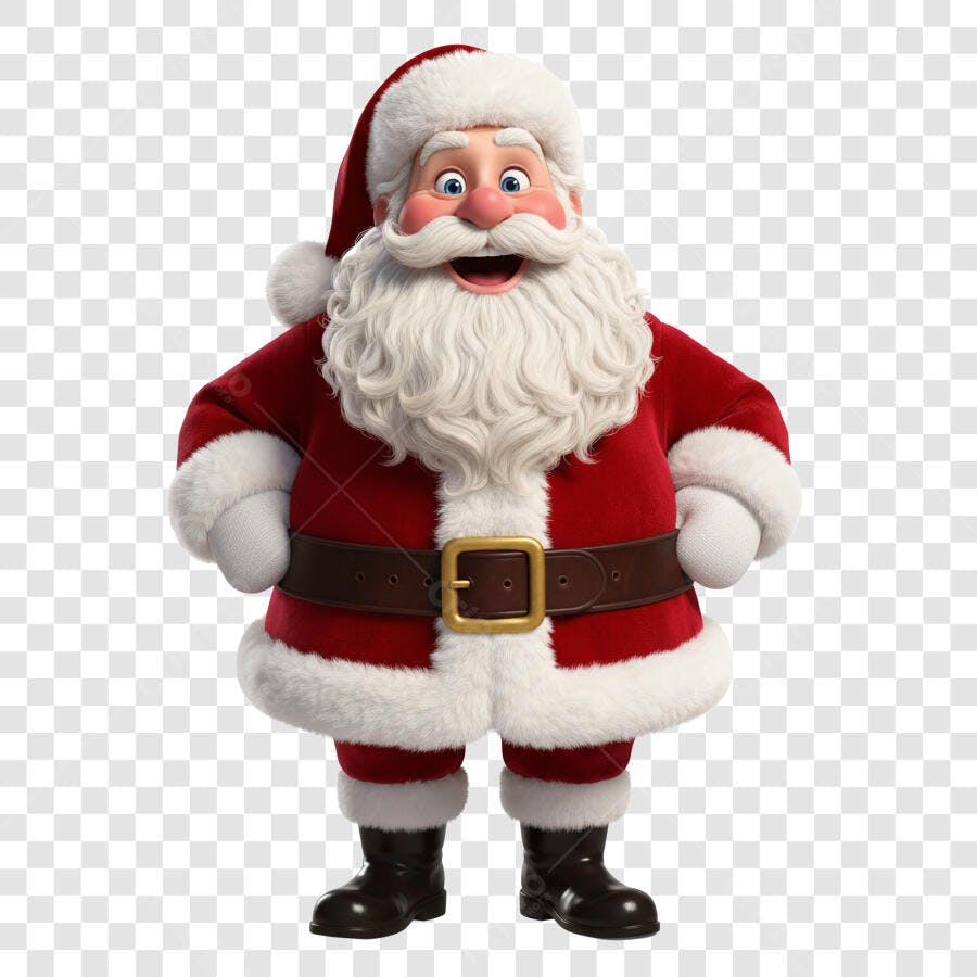 Papai Noel Personagem 3D Feliz Natal Vermelho PNG com fundo transparente