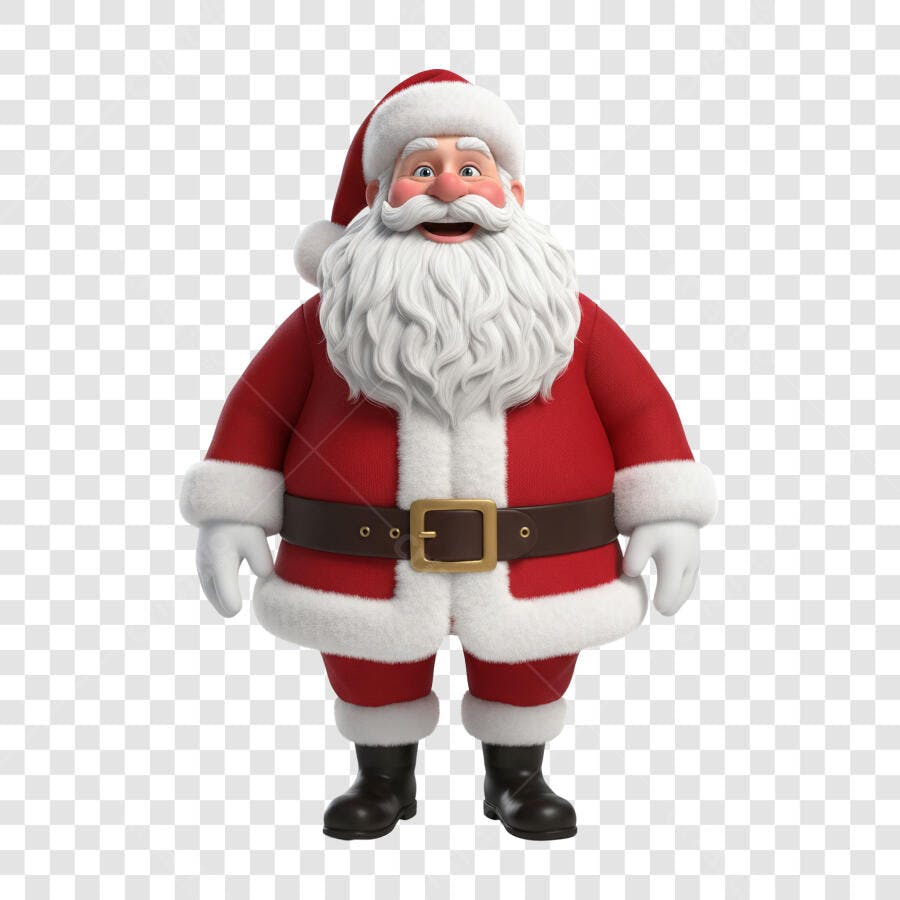 Papai Noel Personagem 3D Vermelho e Branco Feliz Natal PNG com fundo transparente