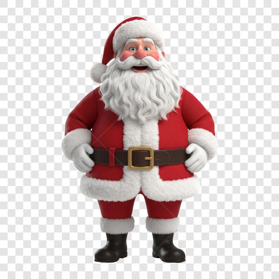Papai Noel Personagem 3D para Natal Festivo PNG com fundo transparente