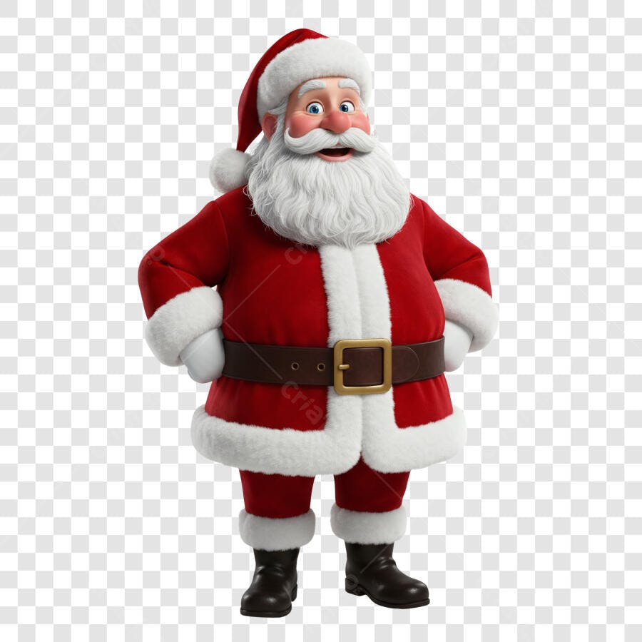 Papai Noel Personagem 3D Natalino Vermelho e Branco PNG com fundo transparente