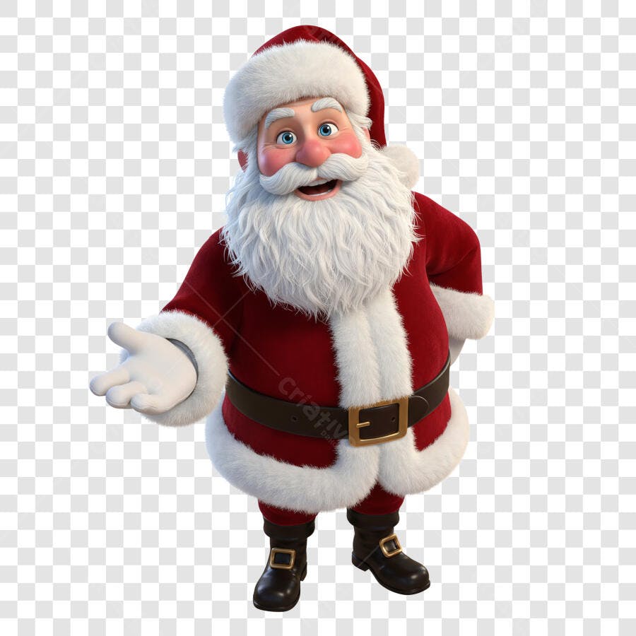 Papai Noel Personagem 3D Natal feliz roupa vermelha barba branca PNG com fundo transparente