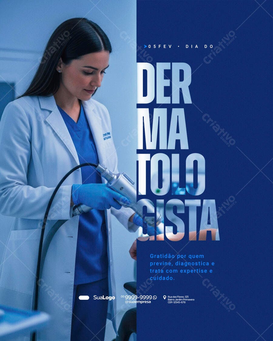 Post Instagram Dia do Dermatologista Fevereiro PSD Editável