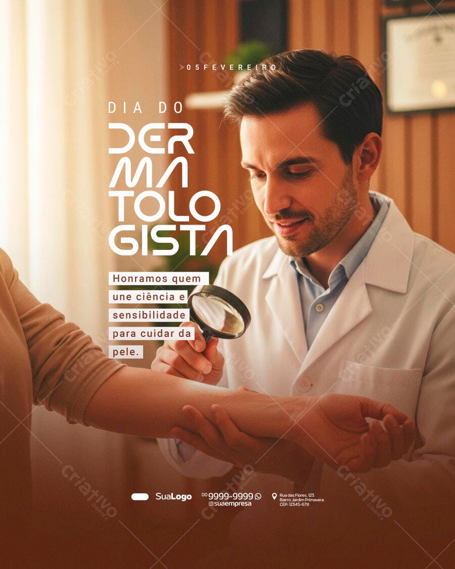 Post Instagram Dia do Dermatologista Saúde PSD Editável