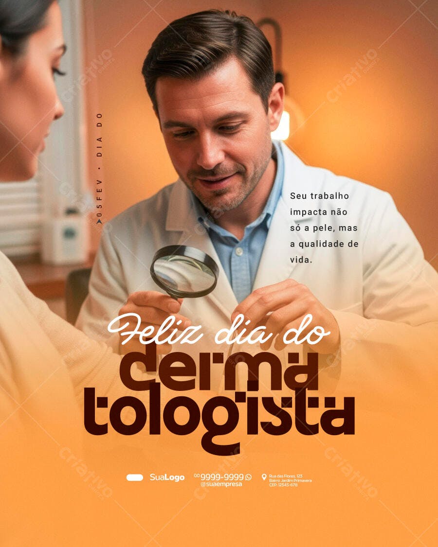 Post Instagram Dia do Dermatologista 5 de Fevereiro PSD Editável