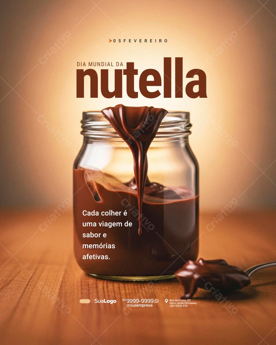Post Instagram Dia Mundial da Nutella Fevereiro PSD Editável