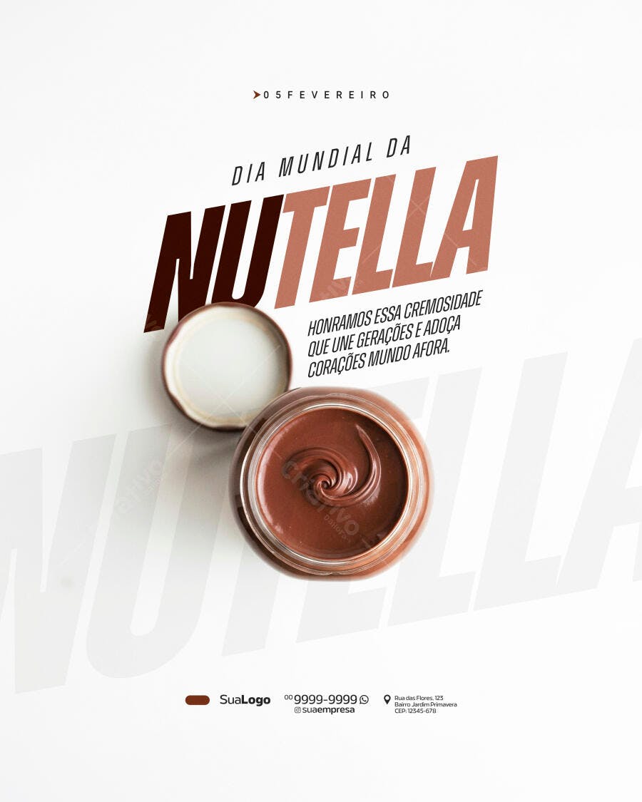 Post Instagram Dia Mundial da Nutella Fevereiro PSD Editável