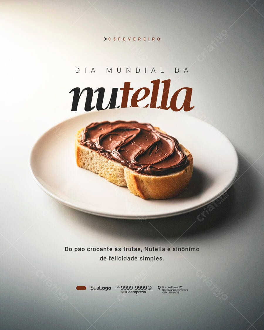 Post Instagram Dia Mundial da Nutella Padaria PSD Editável