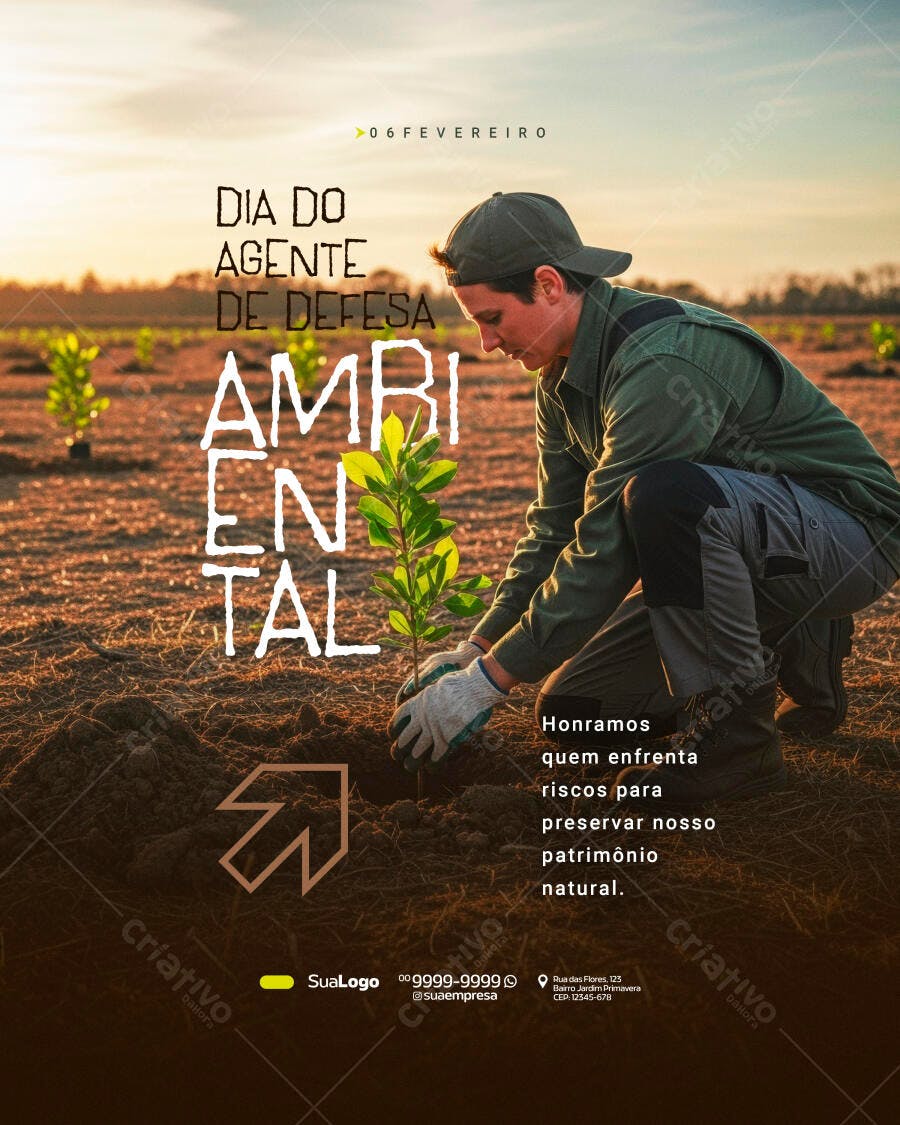 Post Instagram Dia do Agente Ambiental 08 de Fevereiro PSD Editável