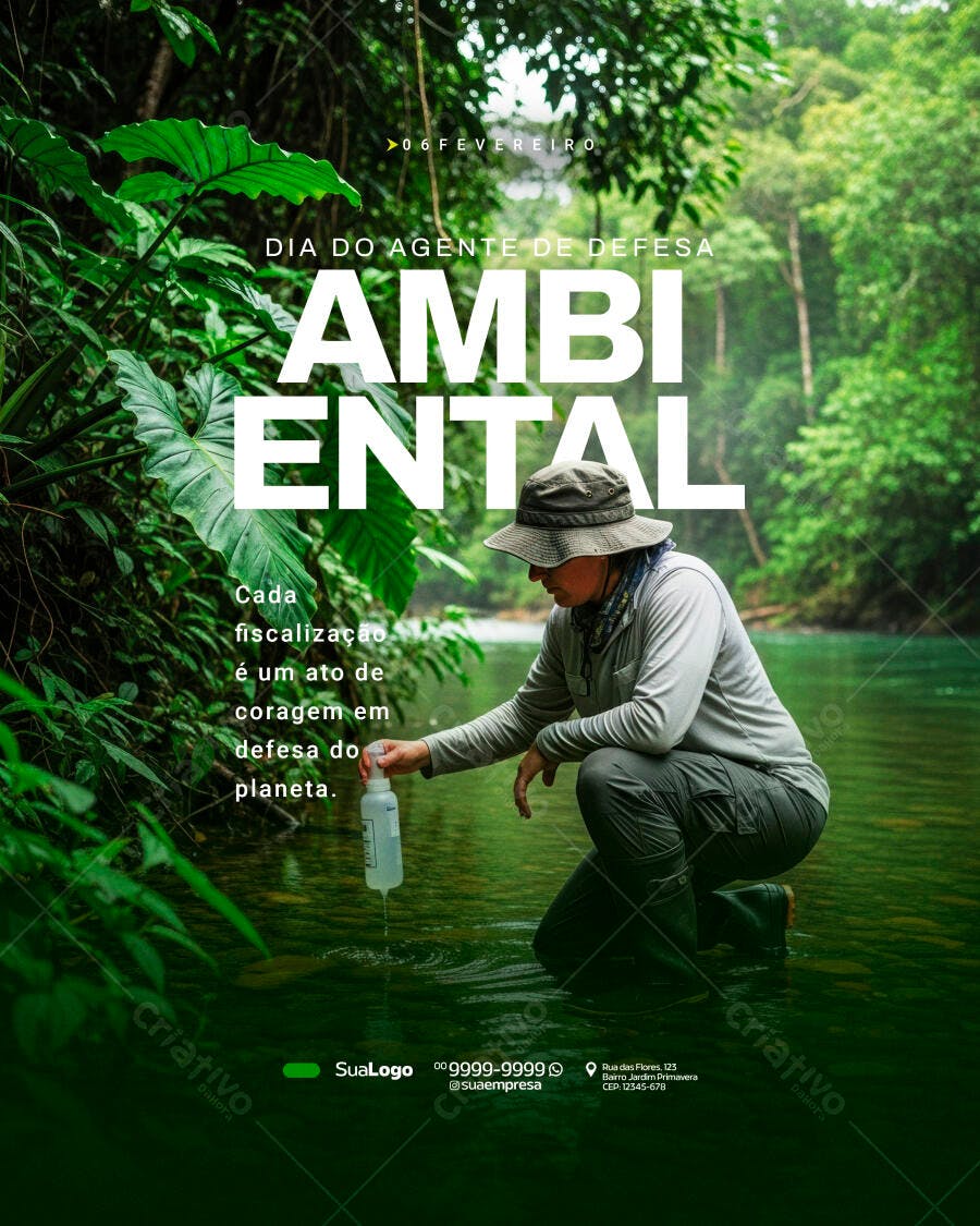 Post Instagram Dia do Agente Ambiental 06 Fevereiro PSD Editável