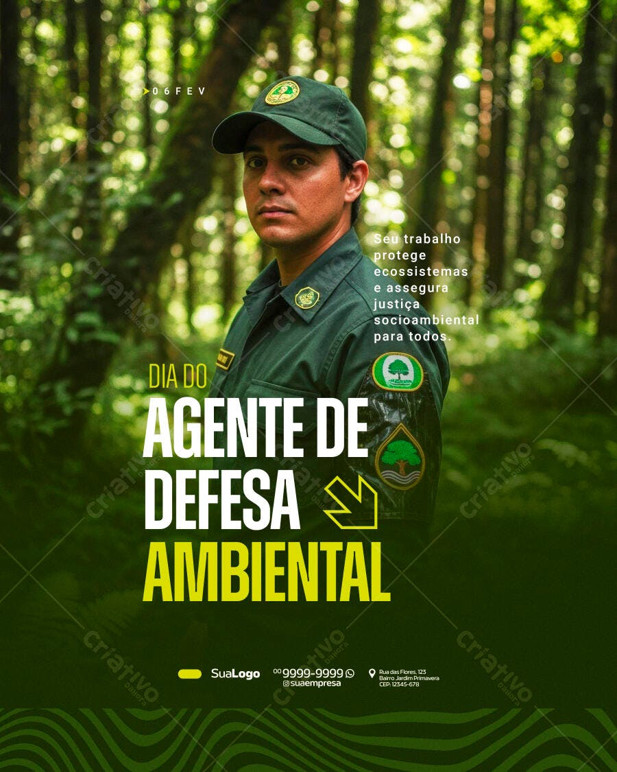 Post Instagram Dia do Agente de Defesa Ambiental PSD Editável