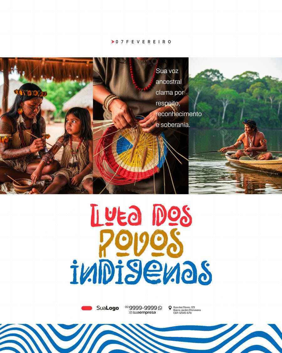 Post Instagram Luta Povos Indígenas Fevereiro PSD Editável