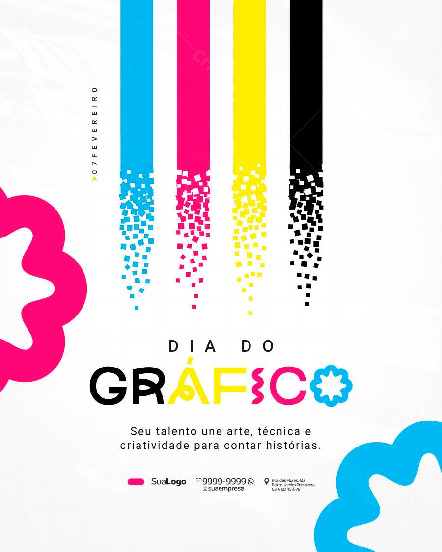 Post Instagram Dia do Gráfico CMYK PSD Editável