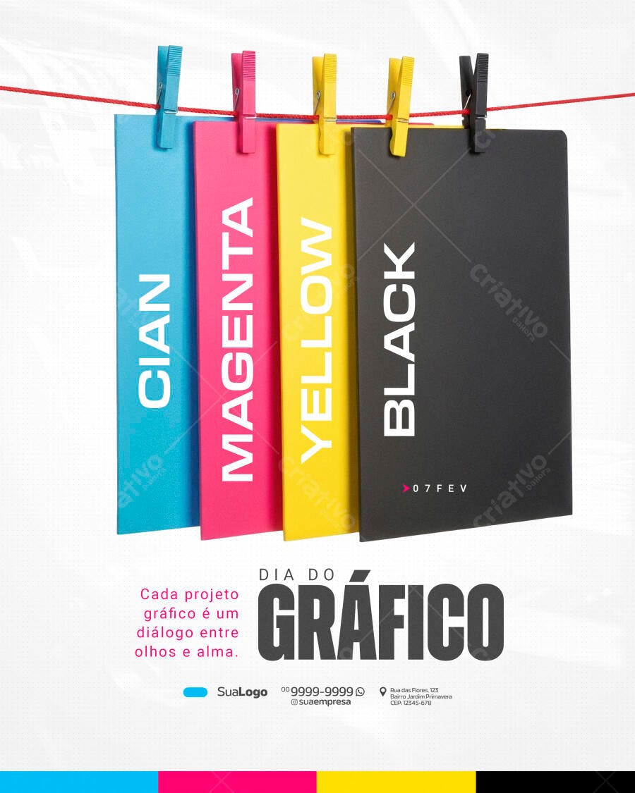 Post Dia do Gráfico 07 de Fevereiro CMYK PSD Editável
