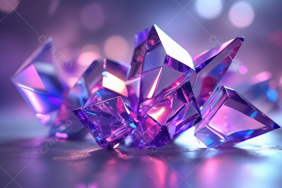 Foto Cristais Roxos Brilhantes Fundo Abstrato Bokeh