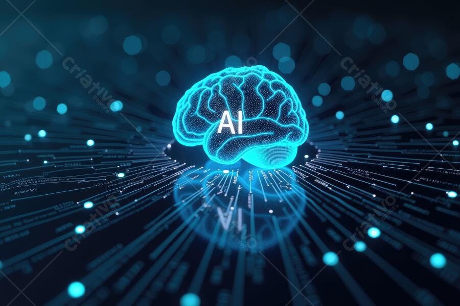 Foto Cérebro IA Inteligência Artificial Rede Neural Digital