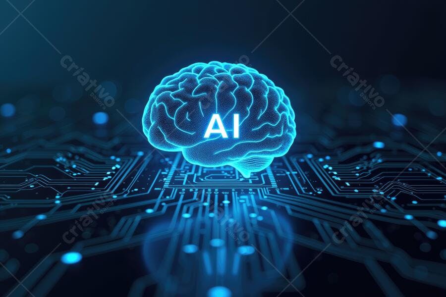 Foto Cérebro IA Inteligência Artificial Circuito Eletrônico