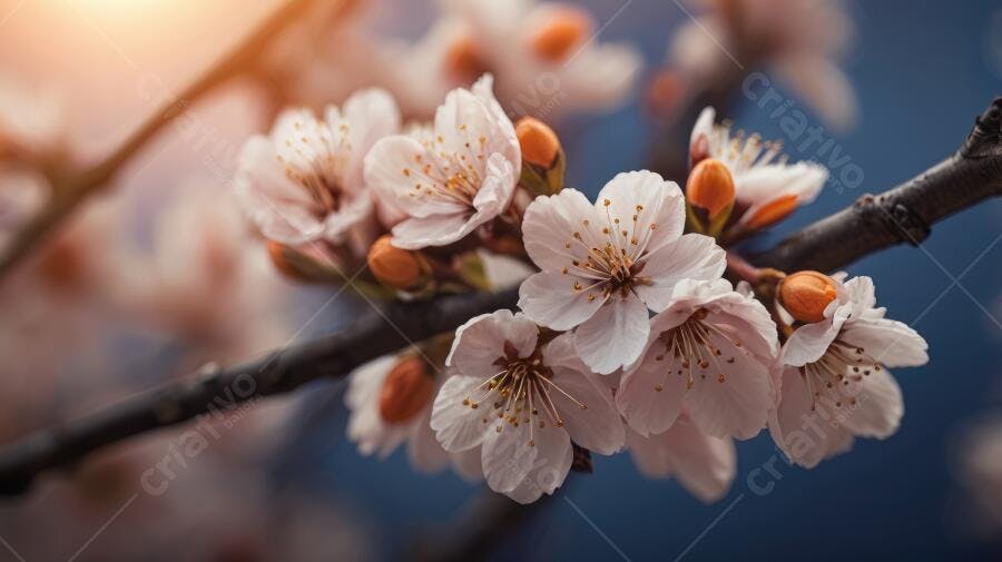 Foto Flor de Cerejeira Florescendo Ramo Primavera Japonesa