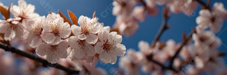 Foto Flores de Cerejeira Rosa Céu Azul Primavera