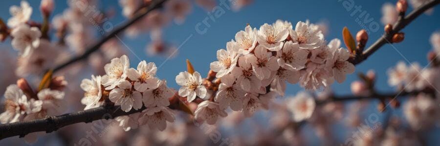 Foto Flores de Cerejeira Rosa Primavera Céu Azul
