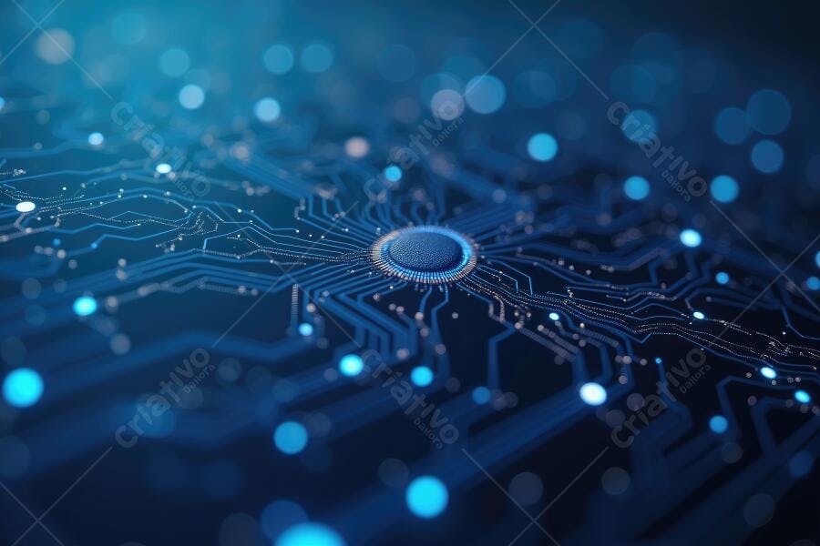 Foto Placa de Circuito Abstrata Tecnologia Digital Azul