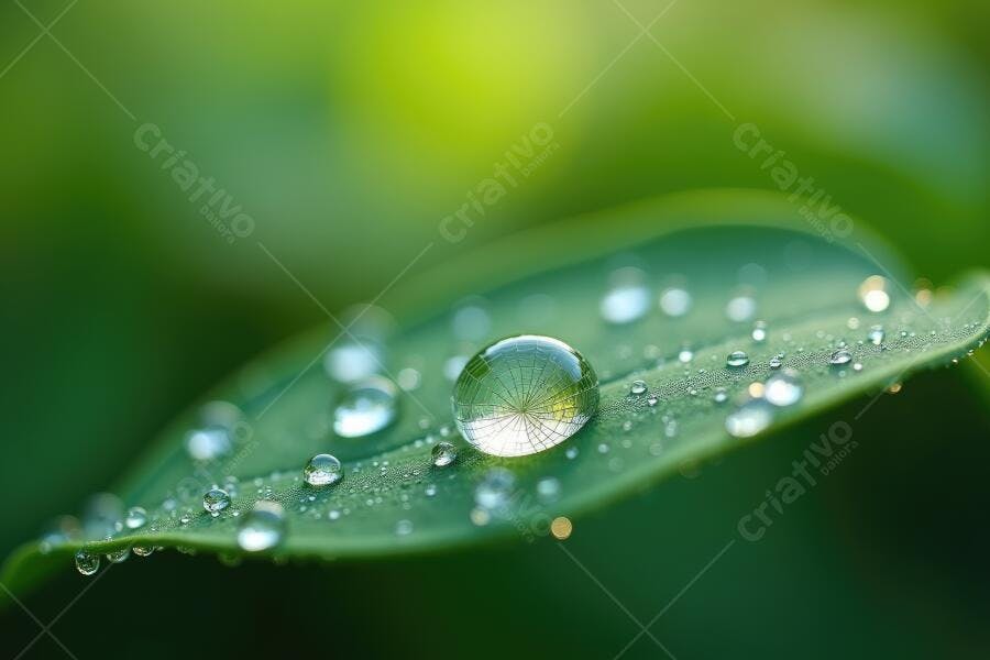 Foto Gota de Água Folha Verde Natureza Macro