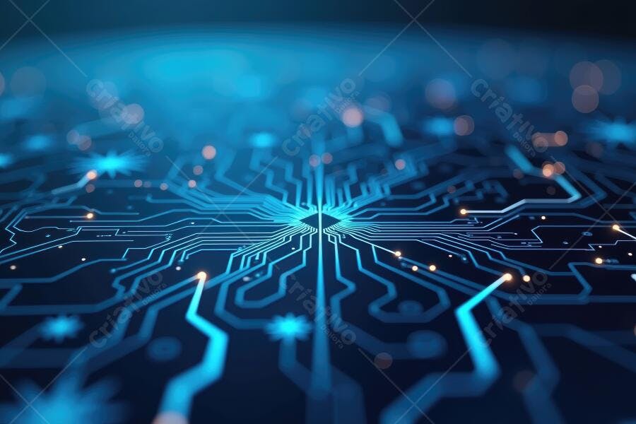 Foto Placa de Circuito Eletrônico Azul Iluminado Tecnologia Digital
