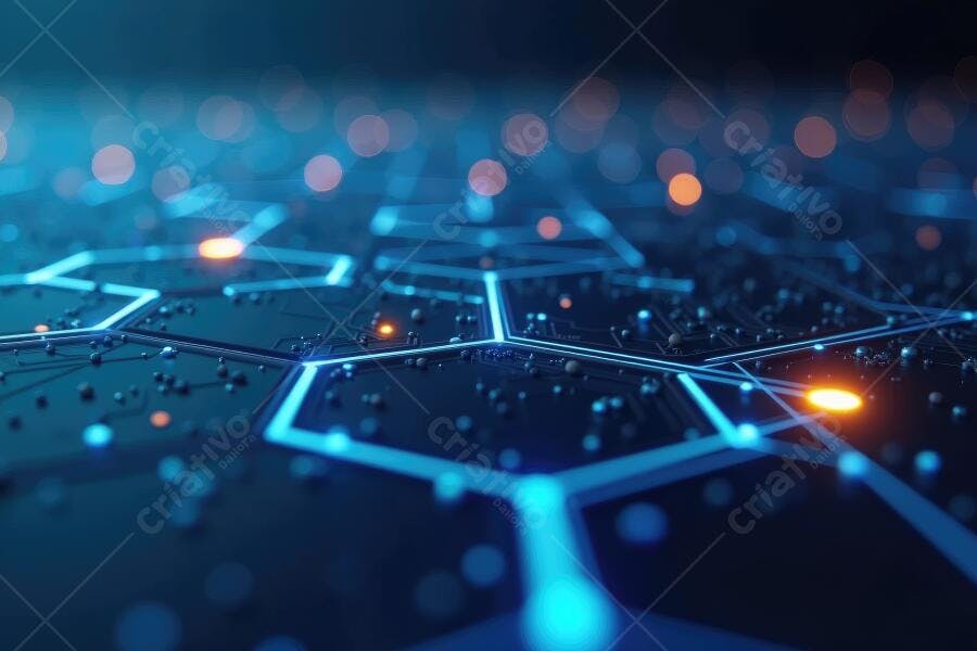 Foto Abstrata Conexões Digitais Tecnologia Cibersegurança
