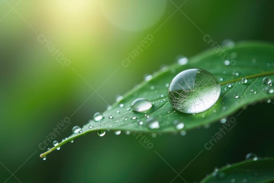 Foto Gota de Água Folha Verde Natureza Macro