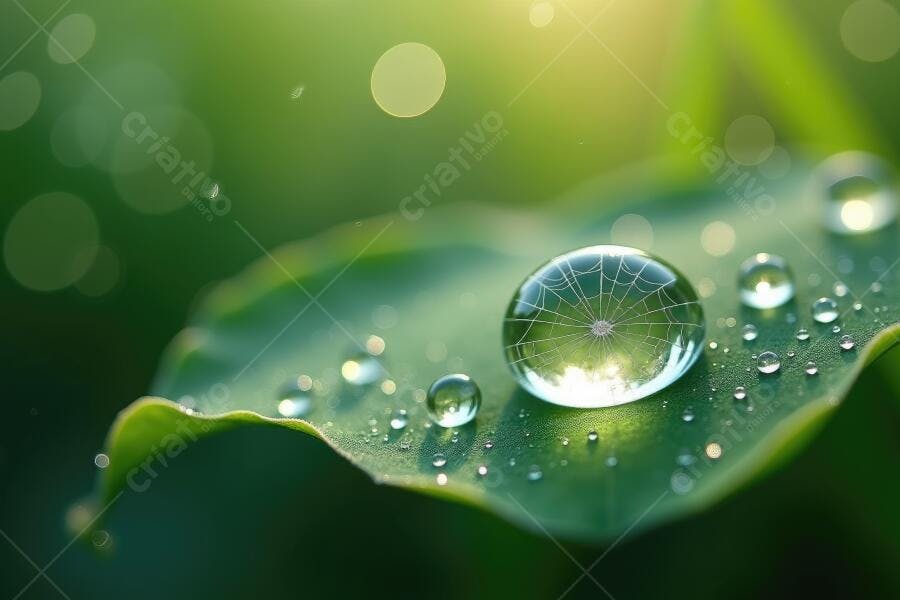 Foto Gota de Orvalho Folha Verde Natureza Macro