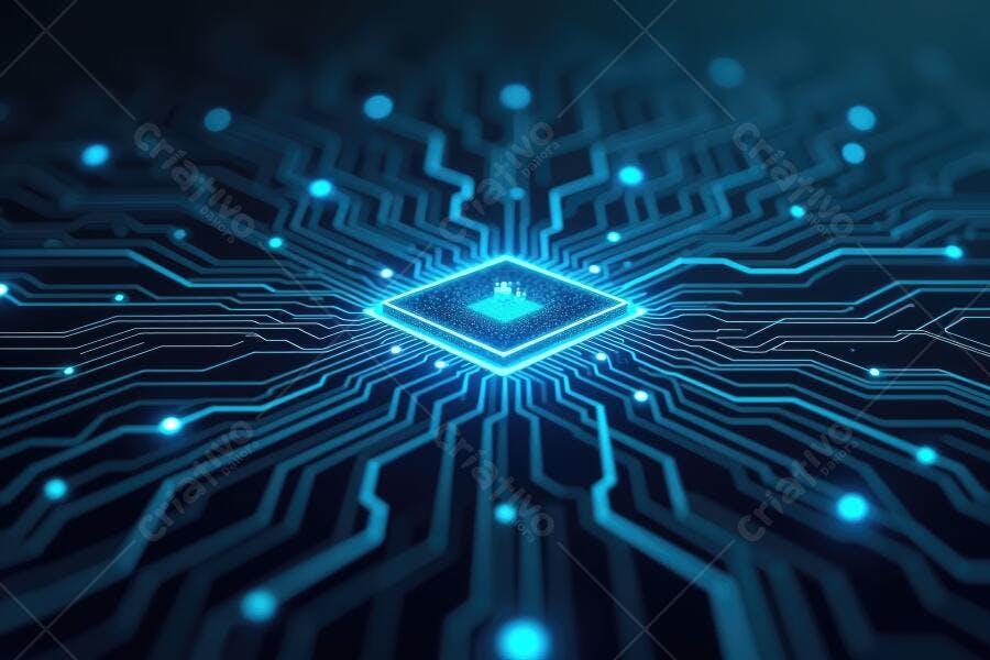 Foto Placa de Circuito Integrado Azul Brilhante Tecnologia