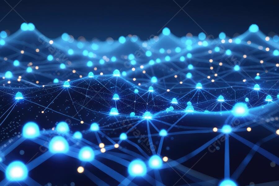 Foto Rede Neural Conexões Digitais Tecnologia Azul Escuro