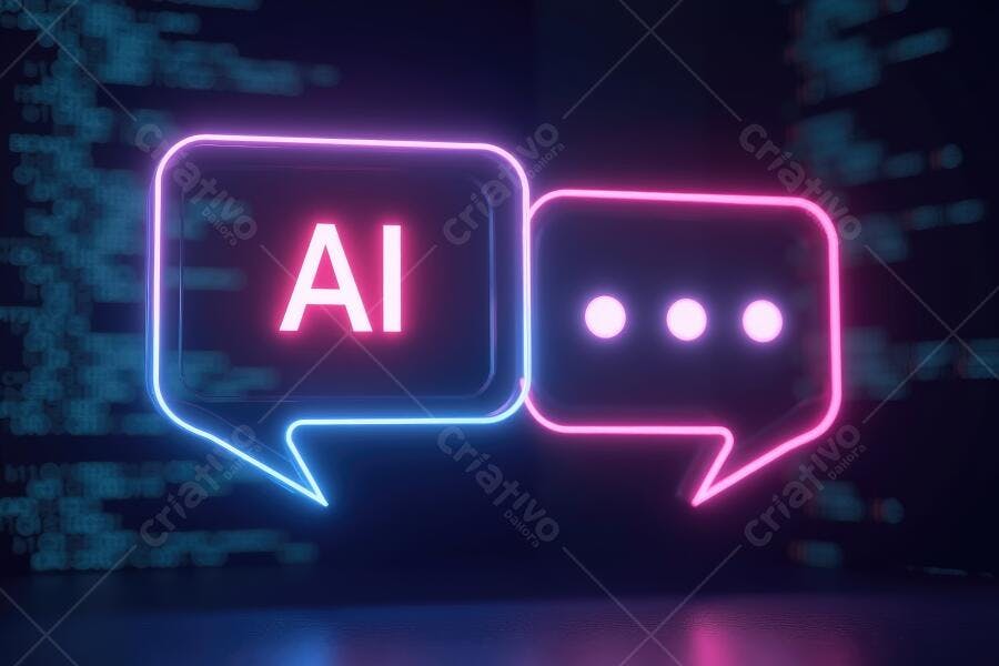 Foto Balões de Fala Neon AI Inteligência Artificial