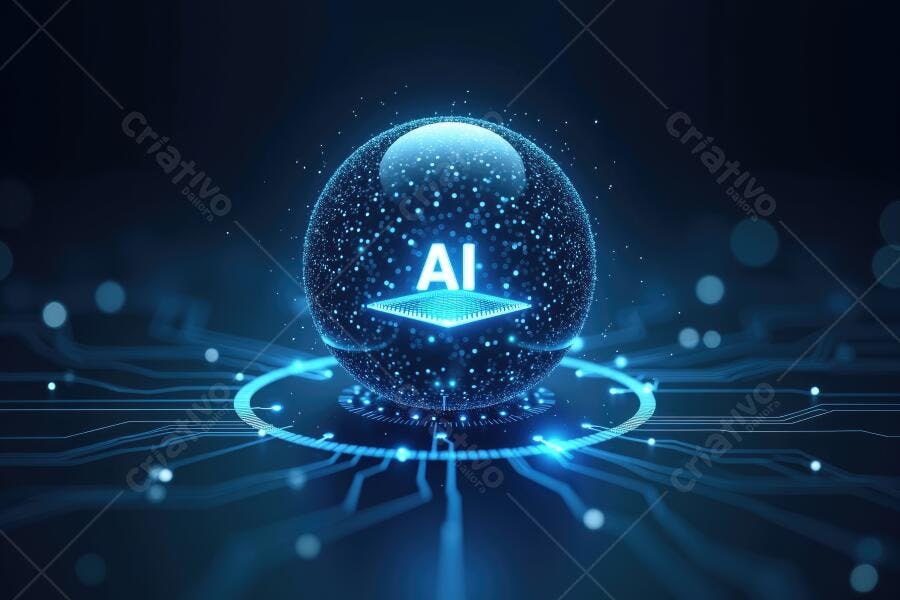 Foto Conceito Inteligência Artificial Esfera Brilhante Tecnologia Digital