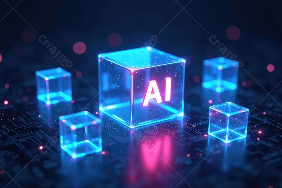 Foto Cubo AI Inteligência Artificial Tecnologia Neon