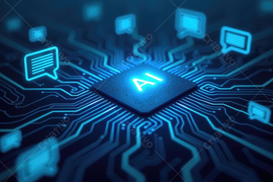 Foto Chip AI Inteligência Artificial Processador Azul