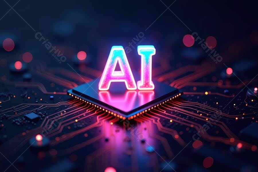 Foto Inteligência Artificial Chip Processador Tecnologia Neon