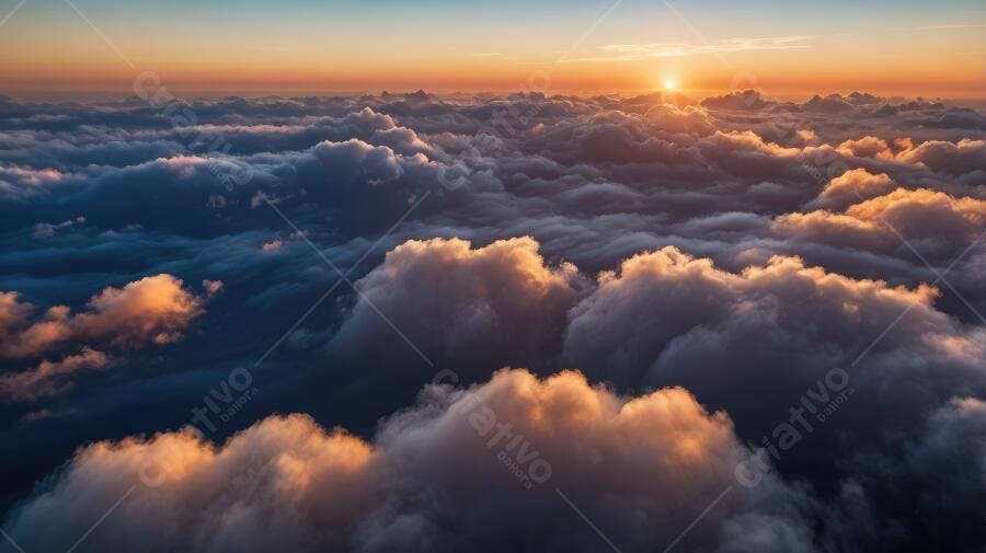 Foto Céu Nuvens Pôr do Sol Dourado Vista Aérea