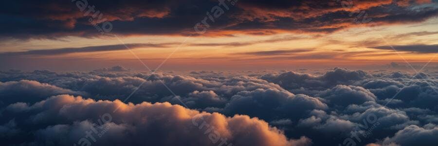 Foto Nuvens Pôr do Sol Céu Alaranjado Vista Aérea