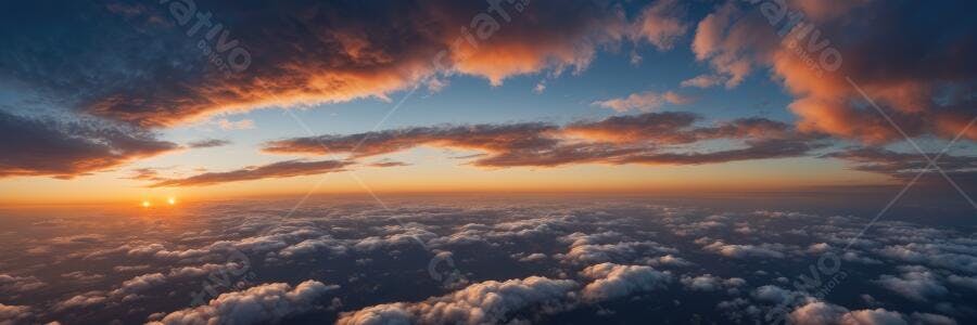 Foto Aérea Pôr do Sol Nuvens Céu Laranja Azul